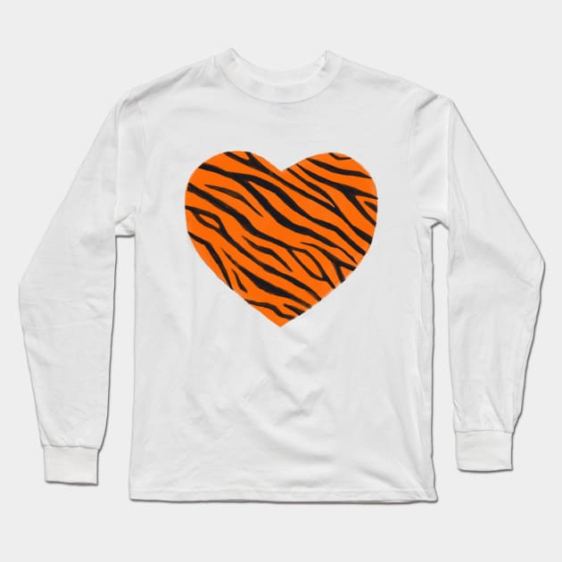 Tiger Print Heart Long Sleeve T-Shirt by Dudzik Art